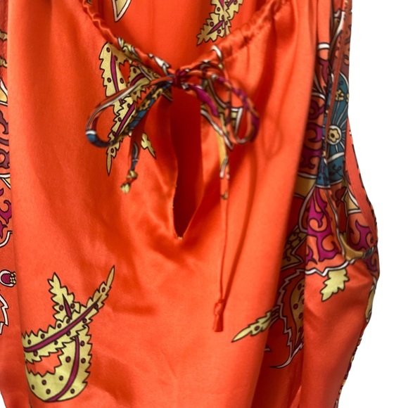 Vintage Cache Paisley Halter Sleeveless Peplum Top Orange - Picture 3 of 8